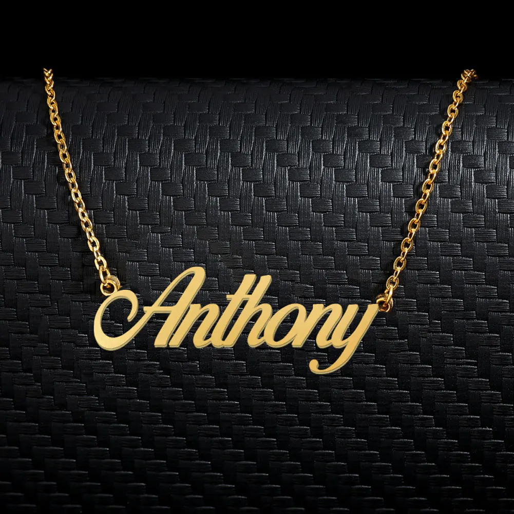 

Anthony Name Necklace Stainless Steel for Women Jewelry Nameplate Pendant Femme Mothers Girlfriend Gift (Not Customize)