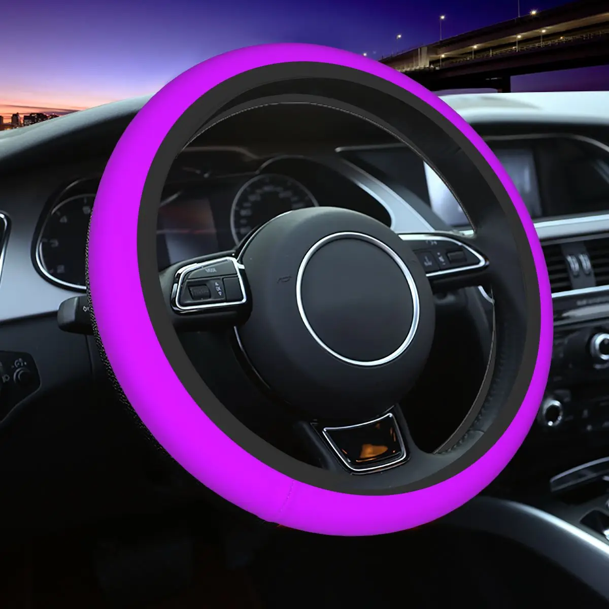 38cm Car Steering Wheel Covers Deep Purple Soft Solid Color Braid On The Steering Wheel Cover Car-styling Automobile Accessory