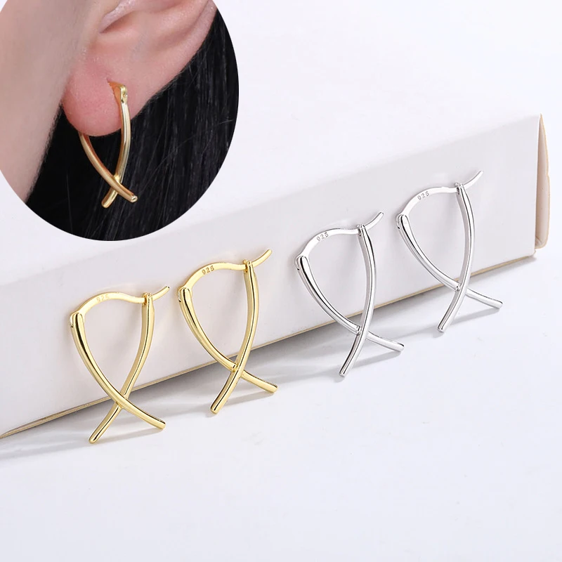 Korean  Women Line Cross Ear Buckle Jewelry  Hanging Dangle Earrings Special Design Luxury Female Wear Wholesale  серьга