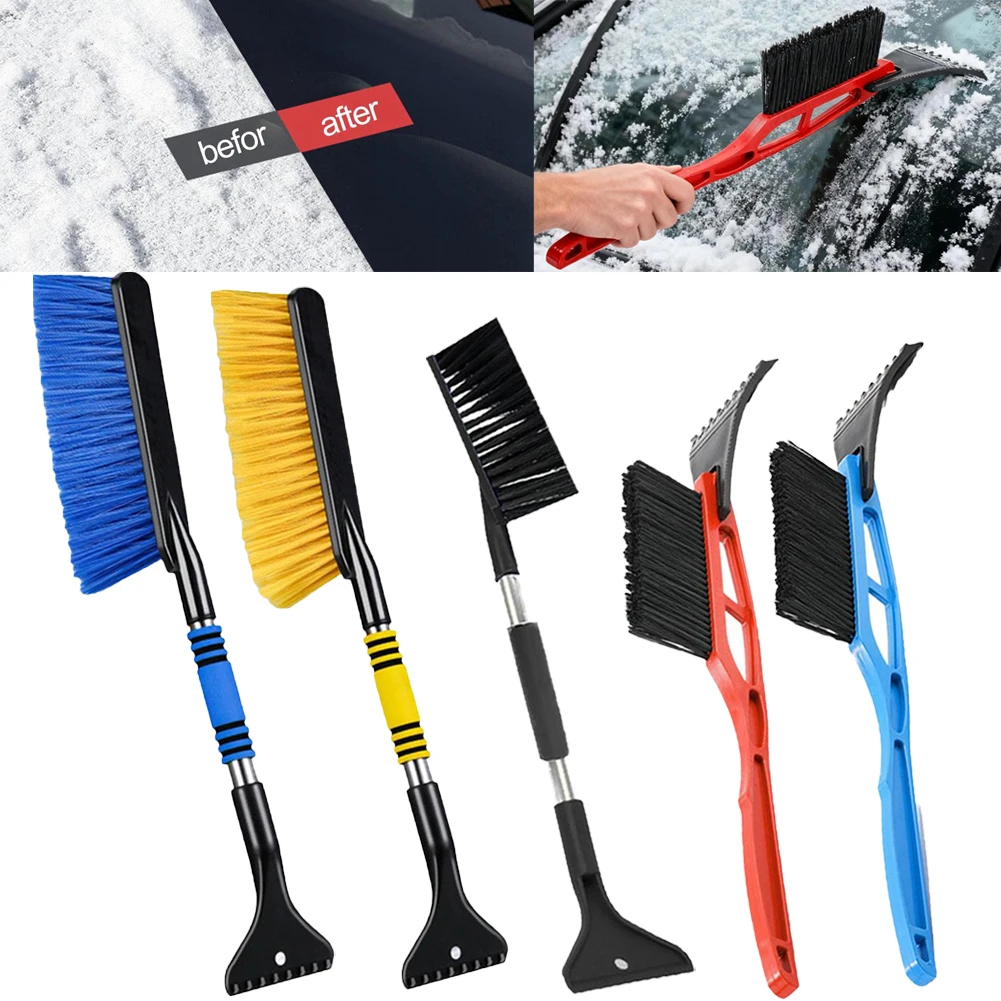 Double Head Car Snow Removal Shovel 2 IN 1 Ice Scraper Snow Brush For Car Windshield Telescopic Extra-long Snow Shovel