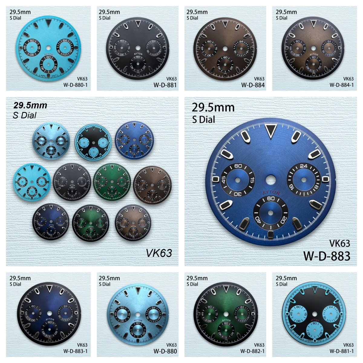 

29.5mm S Logo Panda DTN Dial Fit VK63 Movement No Luminous CD Pattern High-Quality Watch Accessories