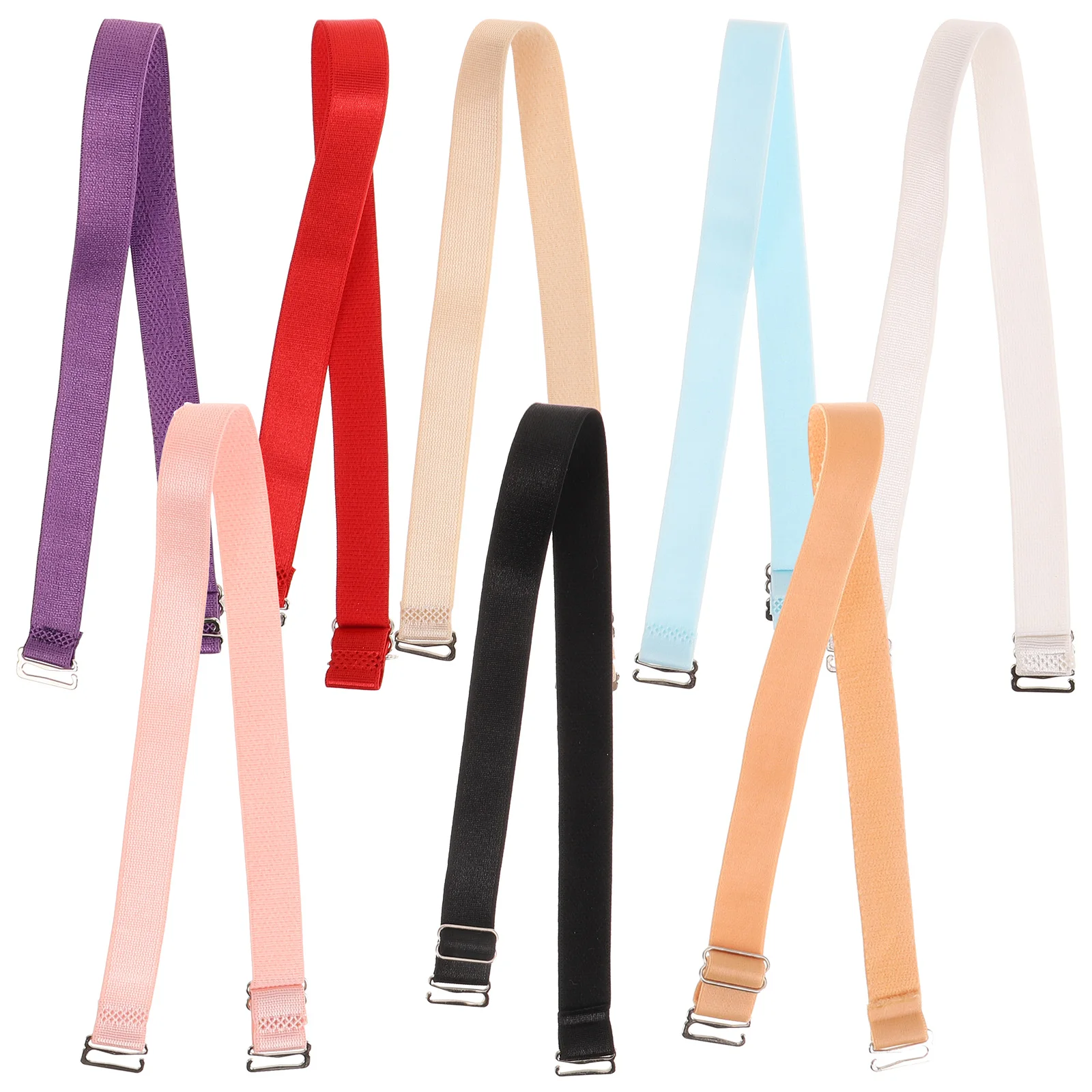 

8pcs Stainless Steel Bra Straps Adjustable Elastic Replacement Shoulder Lingerie Regulator Candy Color Durable
