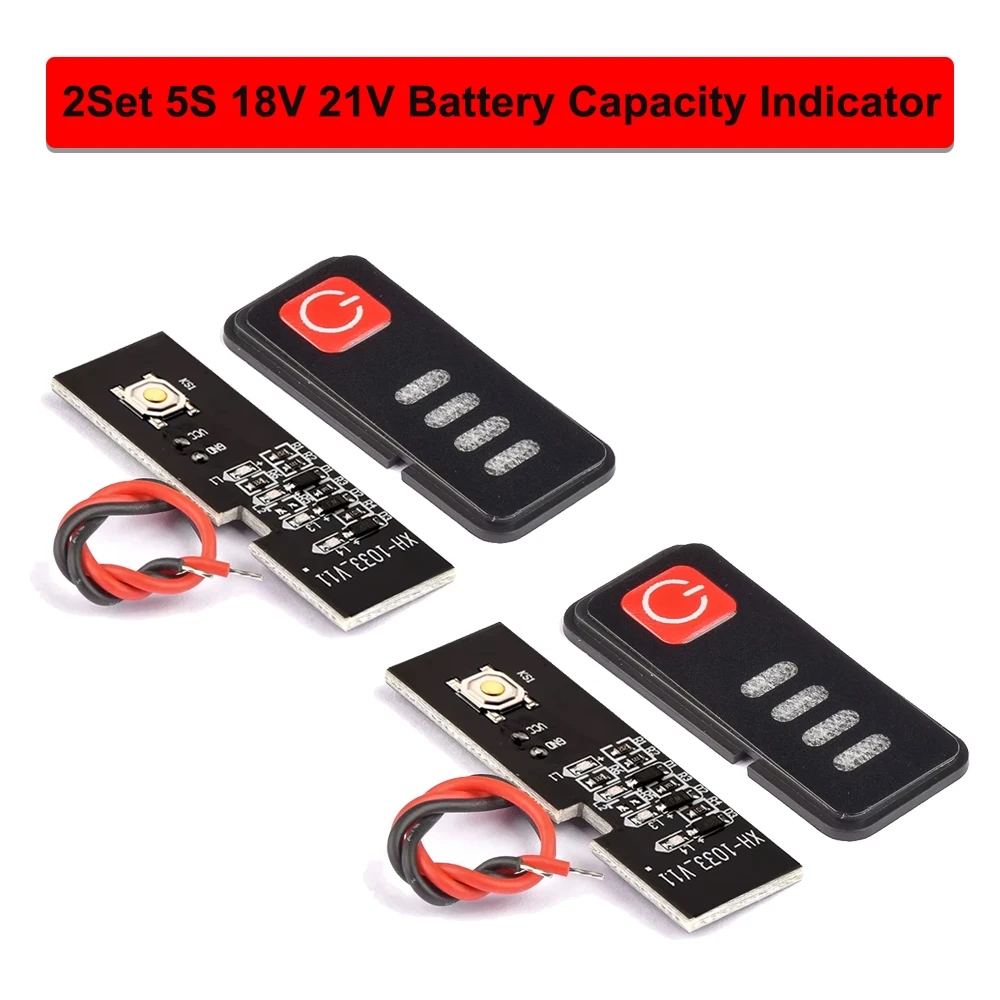 2Set 5S 18V 21V Modulo indicatore della capacità della batteria con display di alimentazione Guscio della batteria Indicatore del livello della