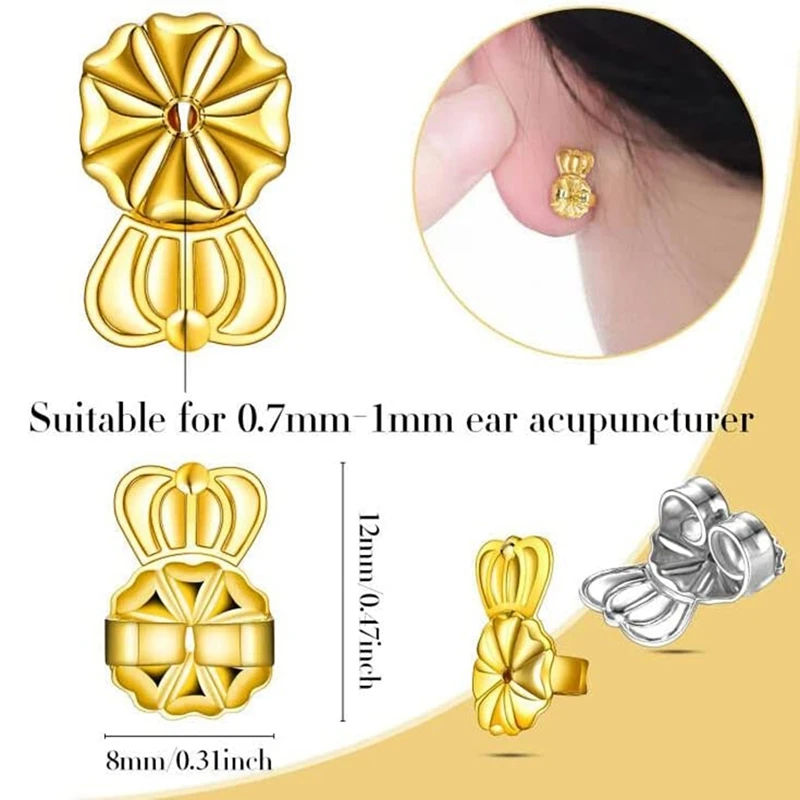 3-Pairs Earring Backs,Earring Backs Lifter For Heavy Earrings, Adjustable Hypoallergenic Secure Earring Backs