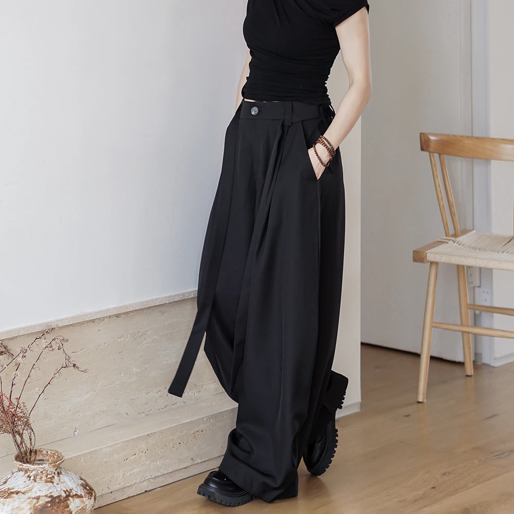 Mens Y2k Plain Dark Gothic Loose Casual Skirt Pants Genderless Streetwear Fashion Youth Outdoor Versatile Comfort Wide Leg Pants