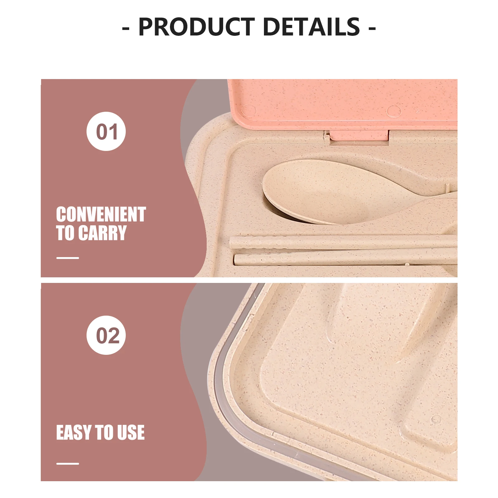 

Divided Lunch Box Container Plastic Bento Student Kids Compartment Food Safe Office School Picnic Fruit Meat Vegetable