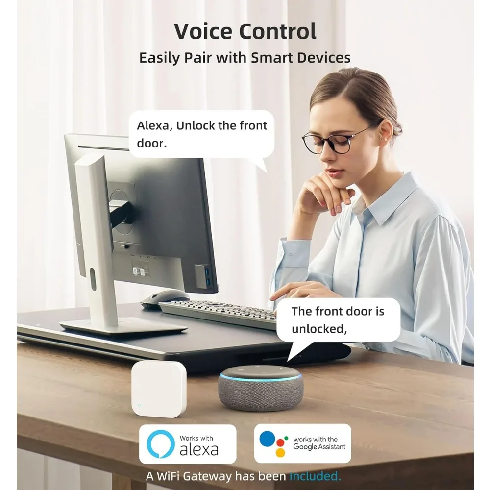 WiFi Keyless Entry Door Lock -  Smart Lock Handle Set with Keypad Electronic Deadbolt Bluetooth Alexa App WiFi Remote Control