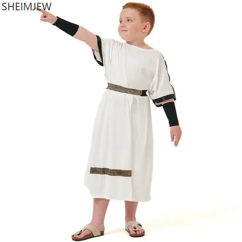 

AA1 Halloween Children Boy Ancient Greek Roman Warrior Costume Medieval Robe Role Play Carnival Purim Stage Show Party Set