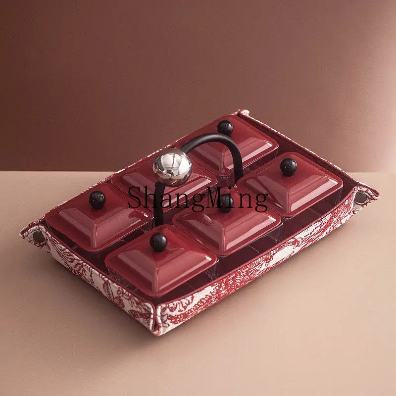 

FG New Chinese Festive Creative Dried Fruit Plate Home Living Room Coffee Table Wedding Candy Snack Plate