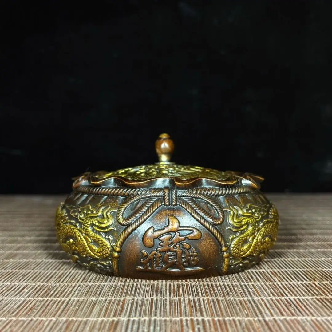Dragon and phoenix lucky money bag treasure bowl Statue Sculpture Figurine Home Decoration