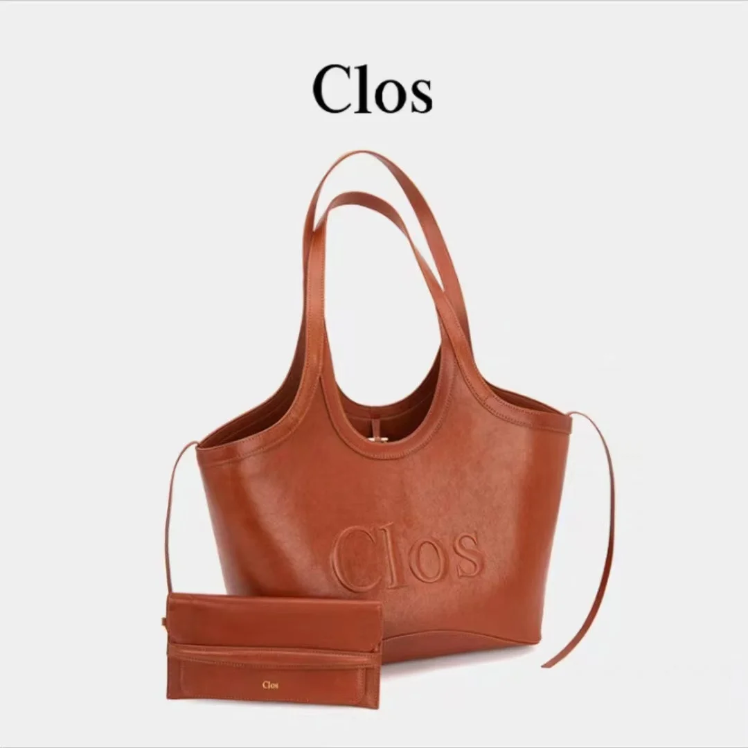 

CLOS 24 Autumn/Winter Vastote Series Leather Texture Tote Bag Large Capacity Mother and Child Bag Work Commuter Bag Women's Bag