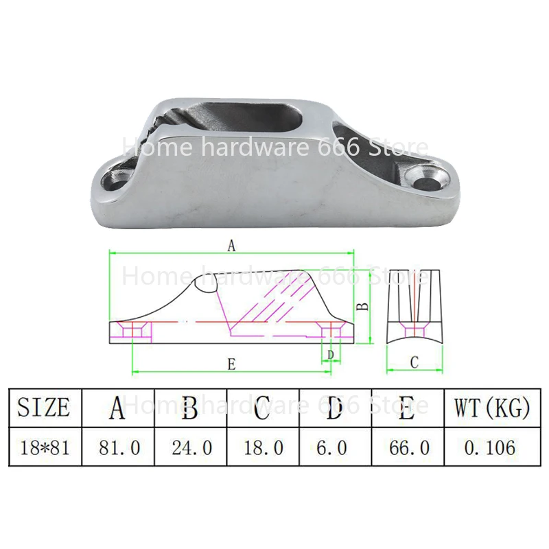 2PCS 316 Stainless Steel Clam Cam Cleats 81mm Heavy Duty Marine Boat Sailing Rope Cleat Hardware