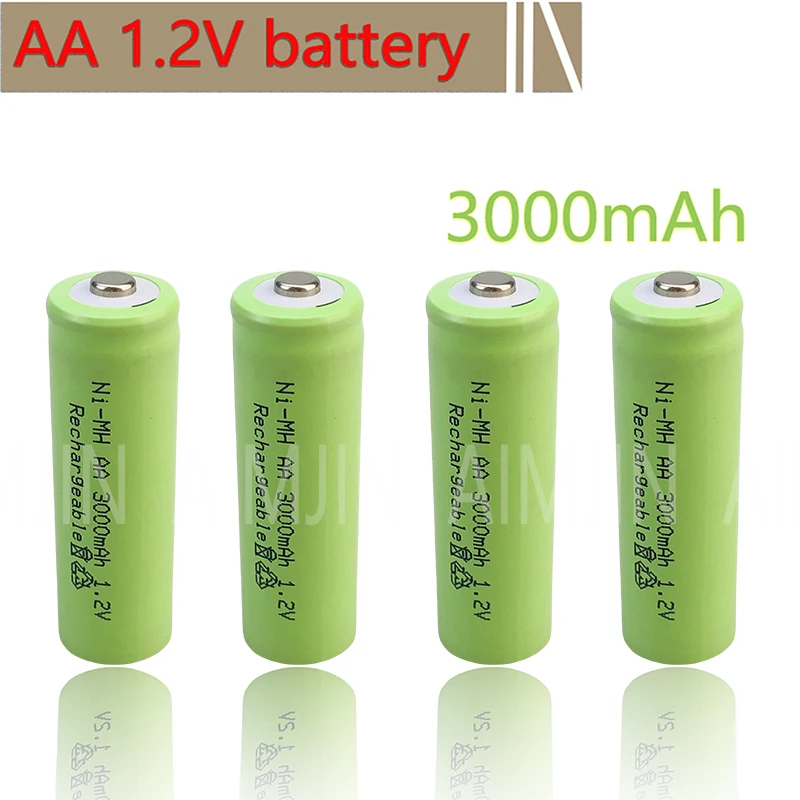 AA 1.2V 3000mAh NiMH 1.2V Rechargeable Batteries Green Battery Garden Solar Lamp LED Flashlight Lantern Lamp Torch