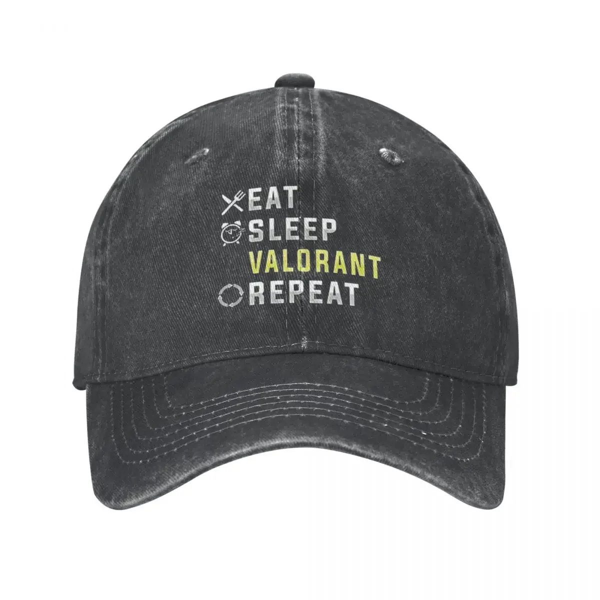 Eat Sleep Baseball Cap Valorant Repeat Sport Cheap Washed Trucker Hat Unisex Vintage Casual Washed Snapback Cap