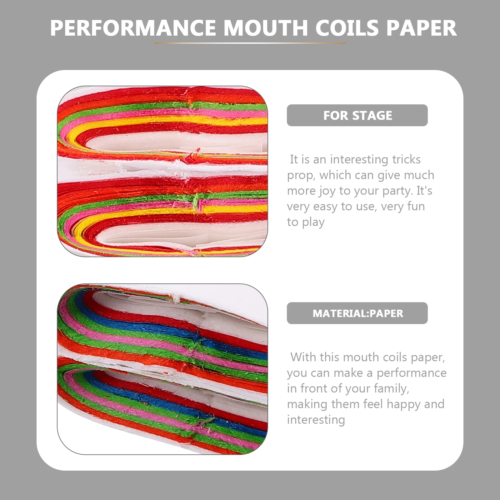 

24pcs Mouth Coils Paper Props Colorful Ribbon Stage Performance Trick Vomit Coils Toy Lightweight