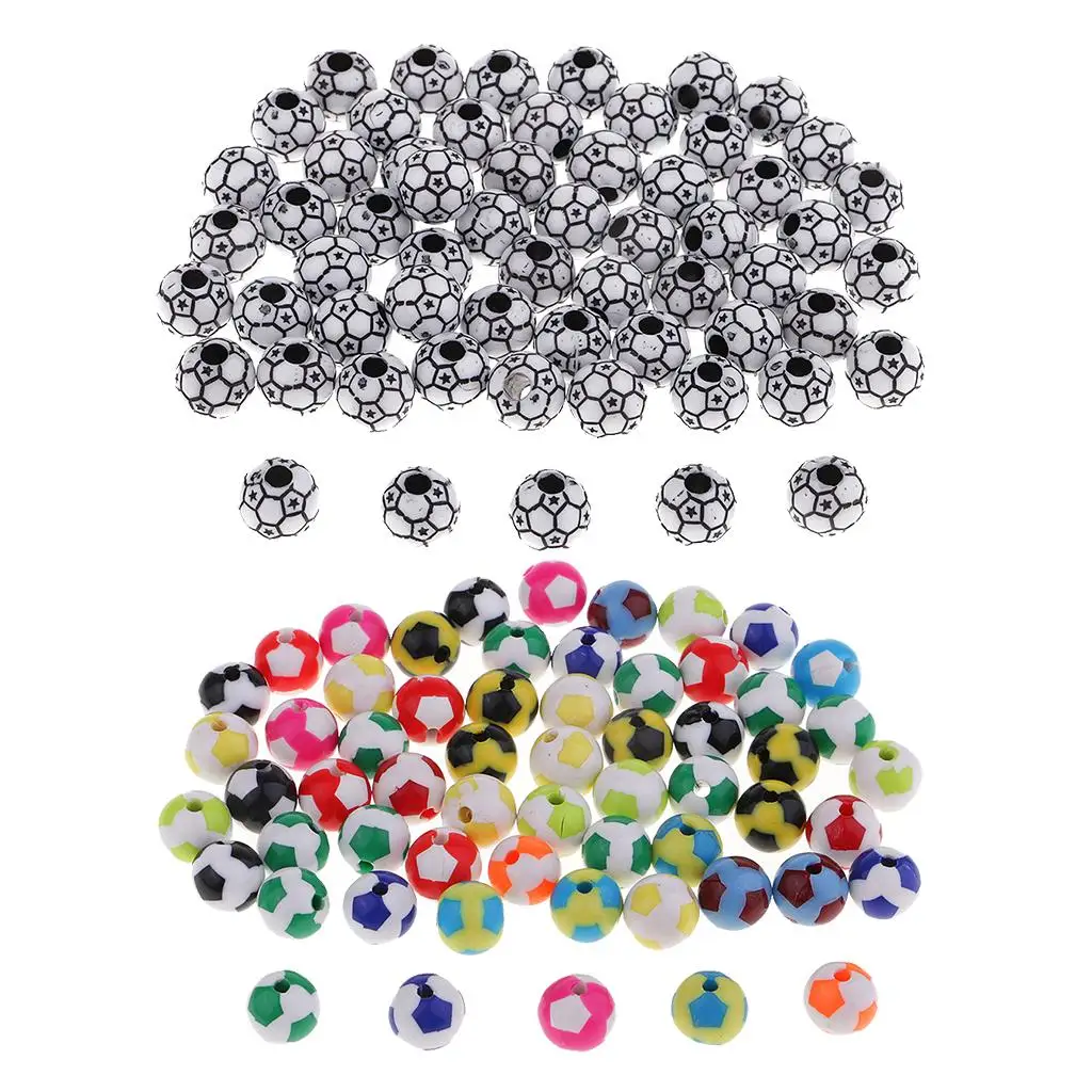 Soccer Ball Beads Resin Sports Round Seed Glass Beads for Bracelet Necklace Jewelry Making Accessories