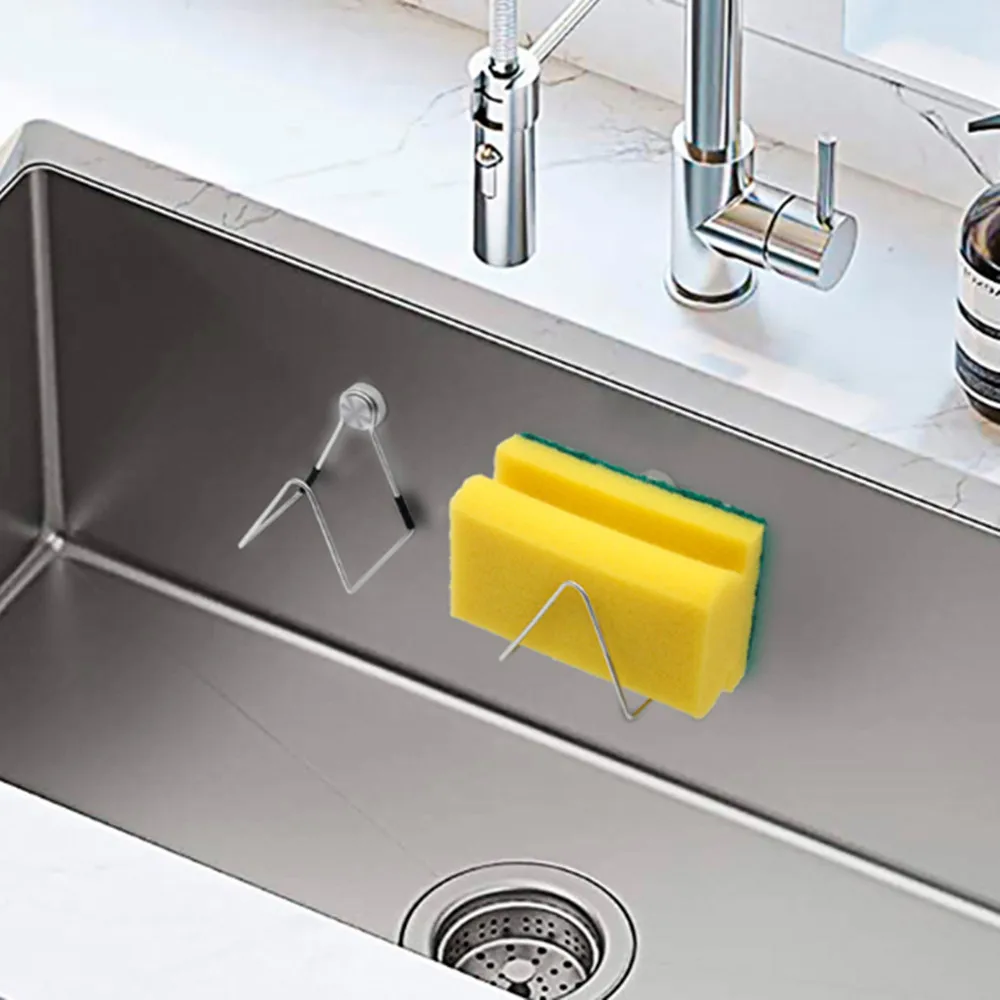 Magnetic Sponge Holder for Kitchen Sink Stainless Steel No Drilling with Adhesives Waterproof Caddy Storage Rack Accessories