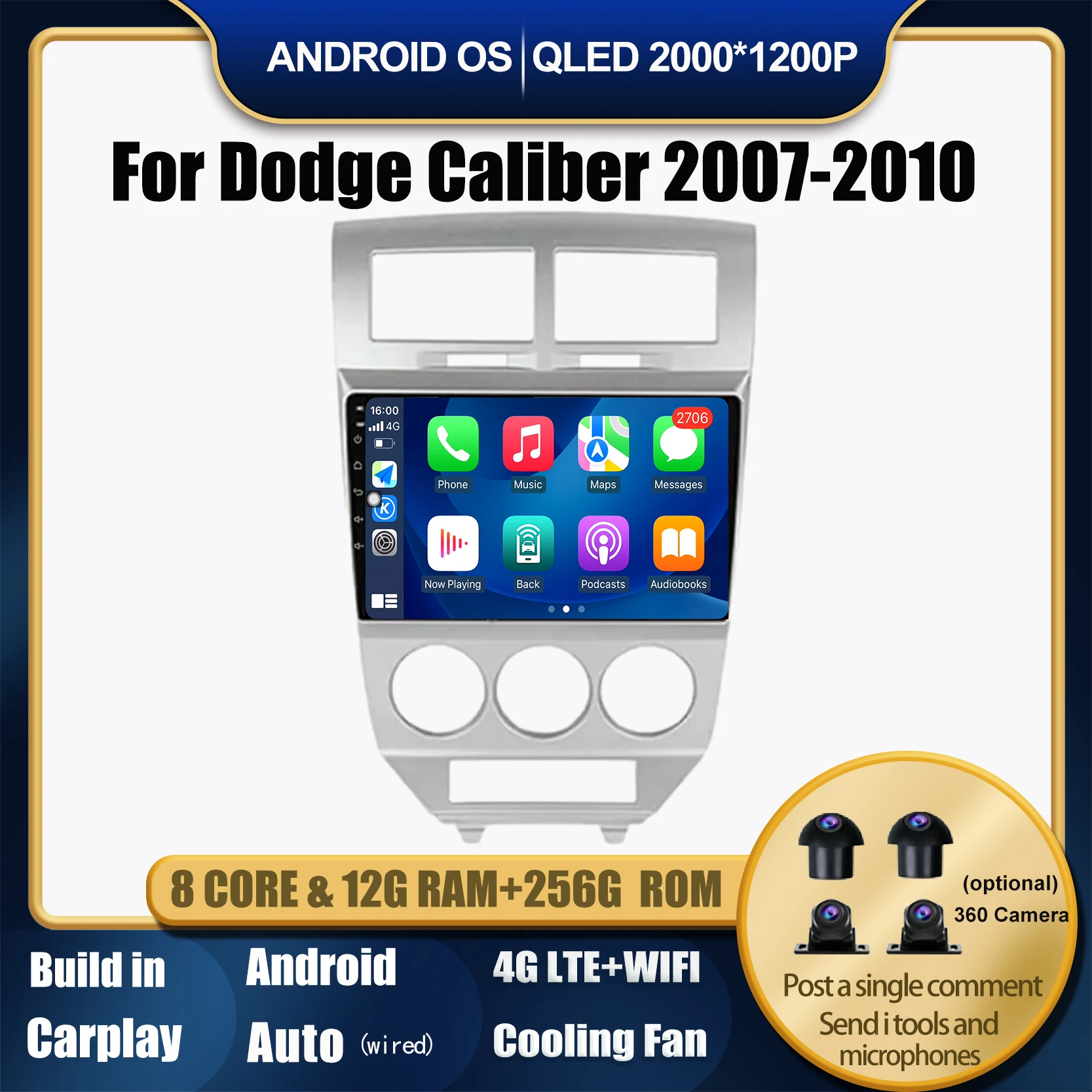 Автомобильный радиоприемник Android 14 для Dodge Caliber 2007 2008-2010, мультимедийный видеоплеер, авторадио, стерео No 2din DVD DSP, автомобильные аксессуары