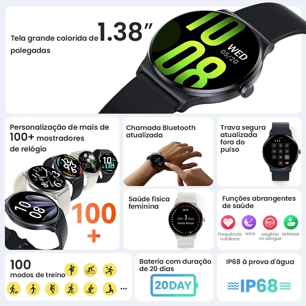 OriginalHAYLOU Solar Lite Smartwatch Bluetooth Calling - Heart Rate & Blood Oxygen Monitoring Sleep Stress Tracker Sport Watch