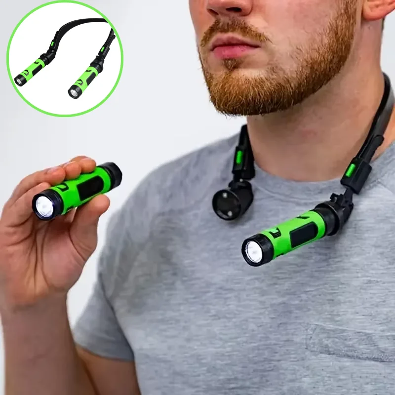 مصباح LED للرقبة قابل لإعادة الشحن عبر USB 120 ° مصباح كتاب قابل للانحناء معلق على الرقبة للقراءة، مصباح يدوي ليلي محمول #1