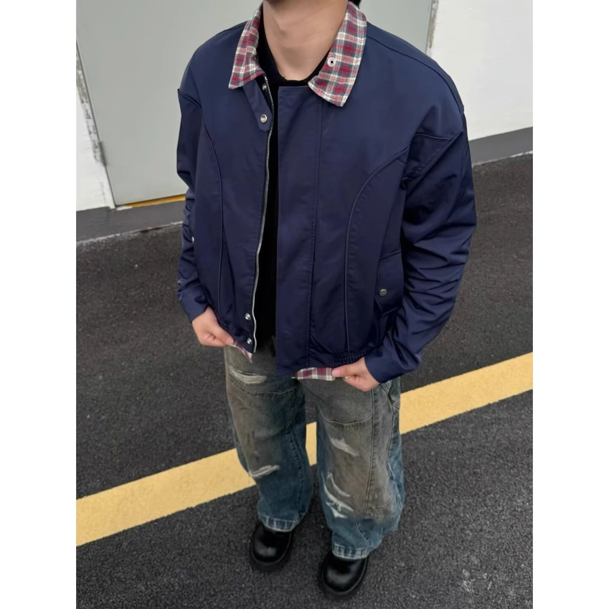 

Cool Ethnic Sle Men's Jaet Embroidered Baseball Casual Pilot Coat Unique Outerwear Stand Fit Long Sve Youth Faion