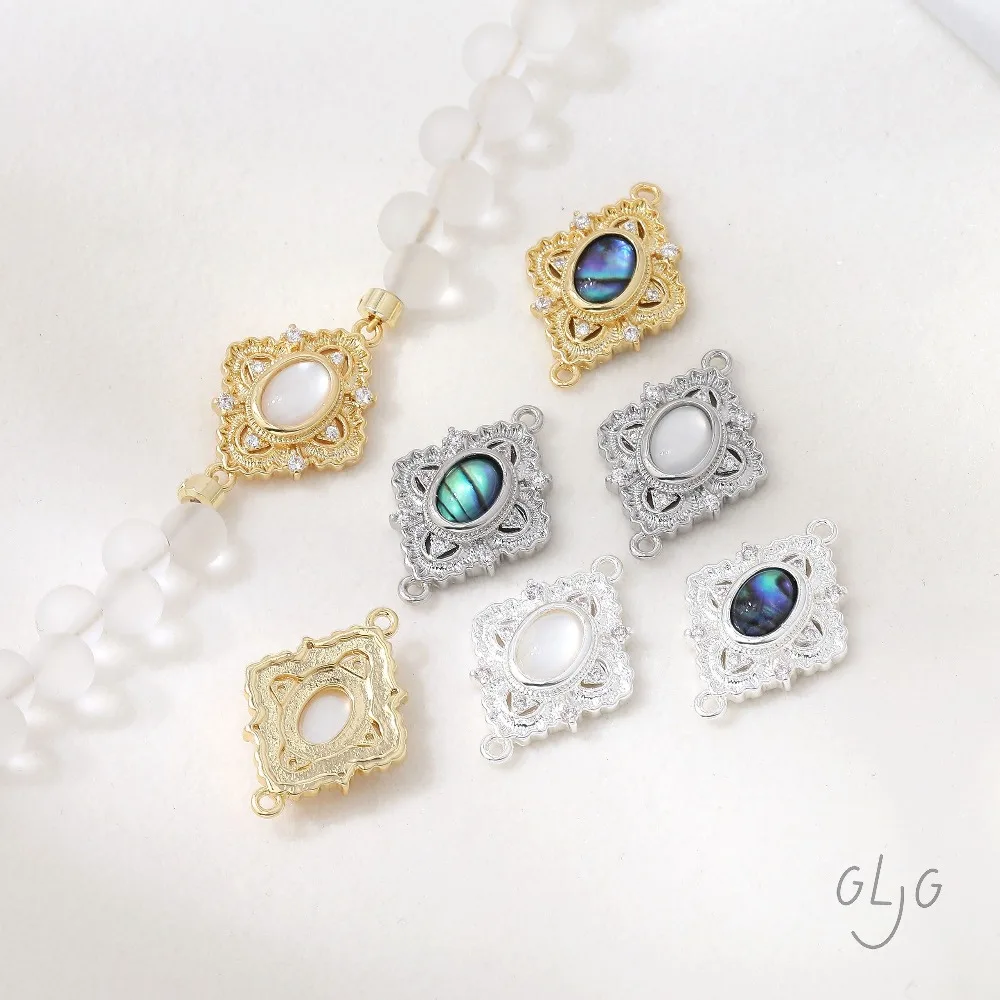 

1CS Алмазные двойные подвесные подвески в виде ракушек для изготовления ювелирных изделий, принадлежности для самостоятельного изготовления, латунь, позолоченные 14 карат, аксессуары 20*14 мм