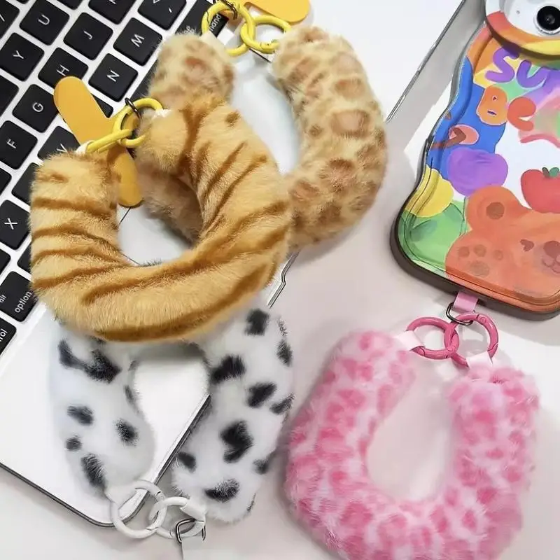 New New Trendy Wrist Lanyard Plush Colorful Mobile Phone Wrist Strap Keychain Pendant Mobile Phone Lanyard