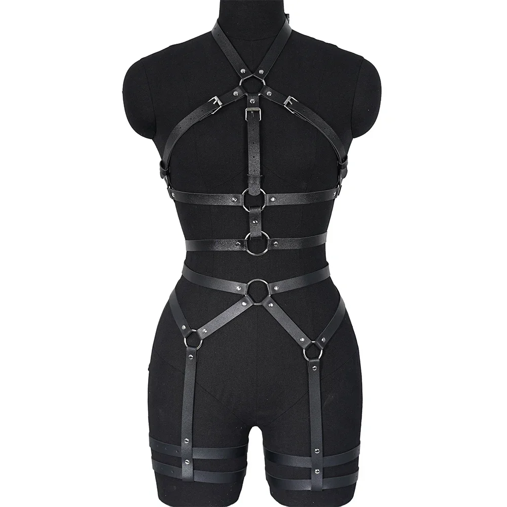女性のファッションボディベルトオーバーオールドレスセット調節可能なゴシックウエスト気質ボディ彫刻ストラップ服