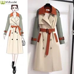 Fashion Casual Medium Long Windbreaker Women's 2022 Spring and Autumn New Korean Version Waist Closing Elegant Women's Coat