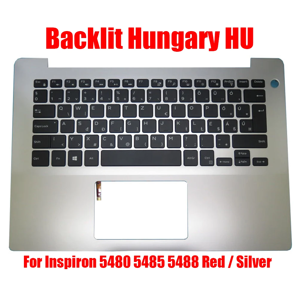 

Hungary HU Laptop Palmrest For DELL For Inspiron 5480 5485 5488 0HPJ5Y 095W0R 07DMJX 03Y9NX With Backlit Keyboard Red/Silver New