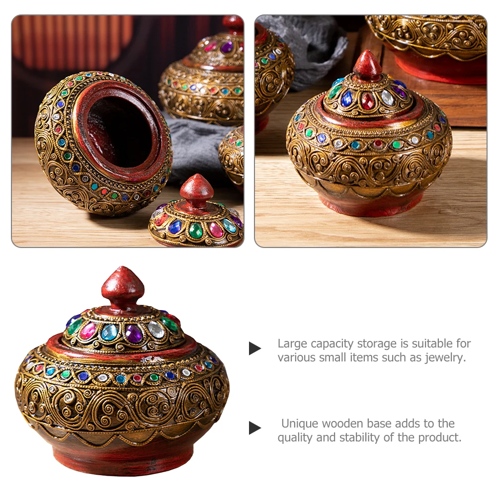 

Small Earrings Case Wooden Base Glass Craftsmanship Storage ganizer Jewelry Box Vintage Bedroom Living Room Tool