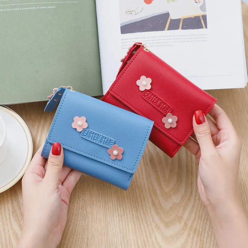 Fashion Short Wallet Women PU Leather Thin Three Fold Card Bag Multifunctional Wallet Card Bag One Piece Travel Accessory