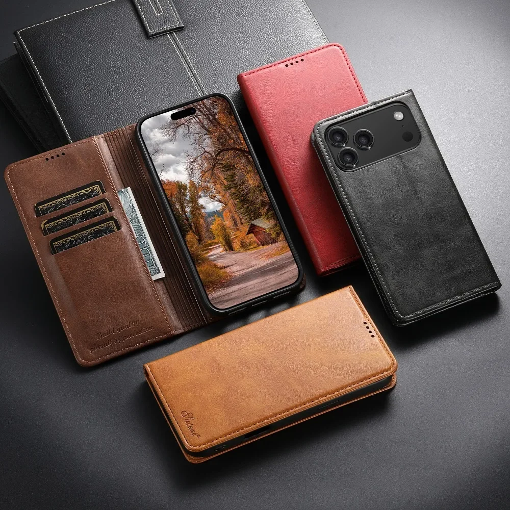 

Magnetic Flip Cover with Wallet Case for iPhone 17 Air 16 15 14 13 12 Mini 11 Pro Max 7 8 Plus XR XS Max