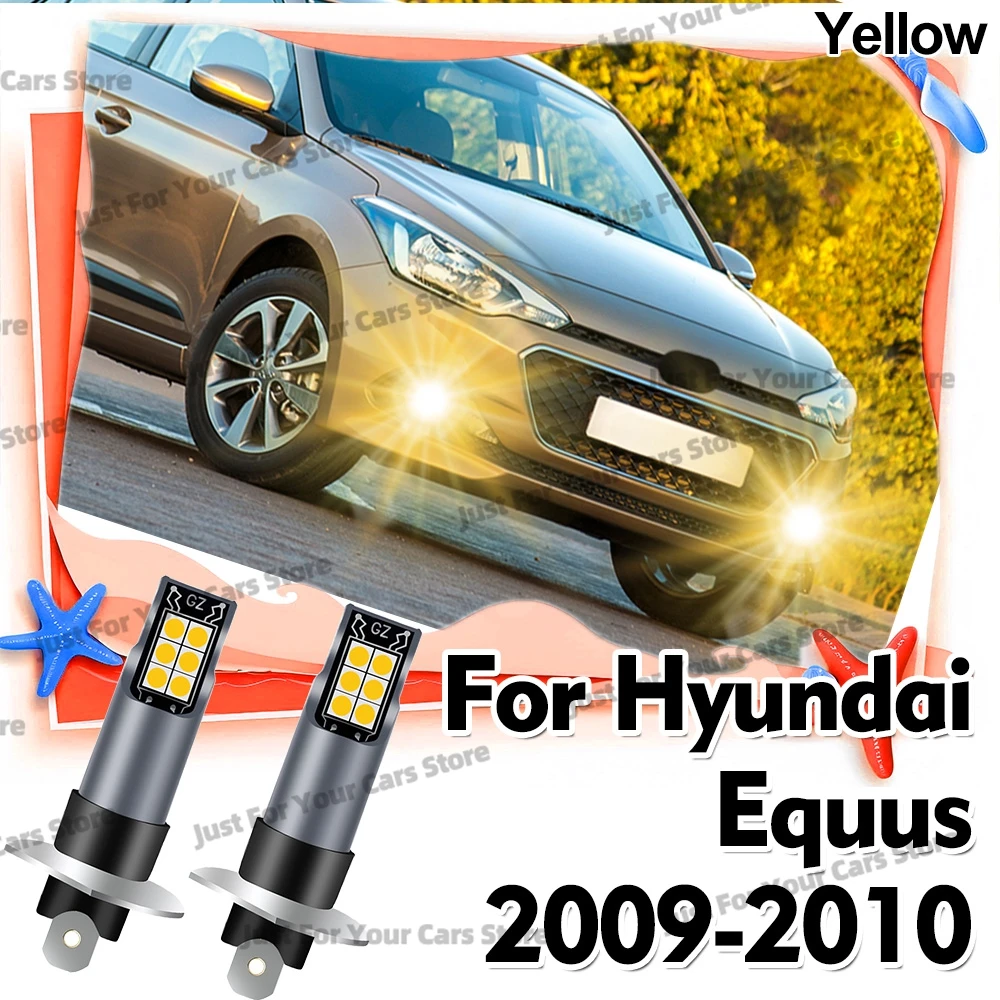 2Pcs Wireless LED Front Fog Lamps 3000K Yellow For Hyundai Equus 2009 2010 Auto Foglight Bulbs No Fan 12V Plug and Play