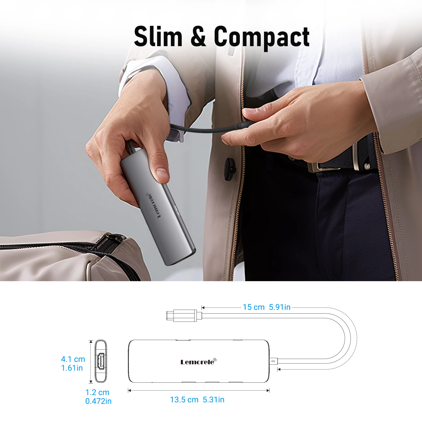 Lemorele TC73-PLUS USB hub 3.0 6 في 1 منافذ من النوع C إلى 4K HDMI USB C محول محطة إرساء لنظام التشغيل Windows MacOS labtop Lenovo