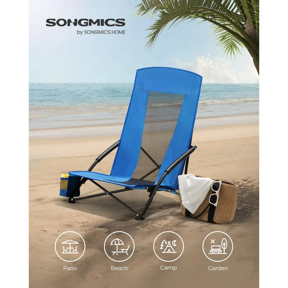 

Portable Beach Chair, Folding Camping Chair With High Backrest, Cup Holder, Outdoor Picnic Chair, Lightweight, HeavyDuty, Max.