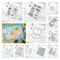 2024 New Christmas Merry Wishes Stamps Metal Cutting Dies 3D Boxes Gifts for DIY Craft Making Greeting Card Scrapbook Decoration