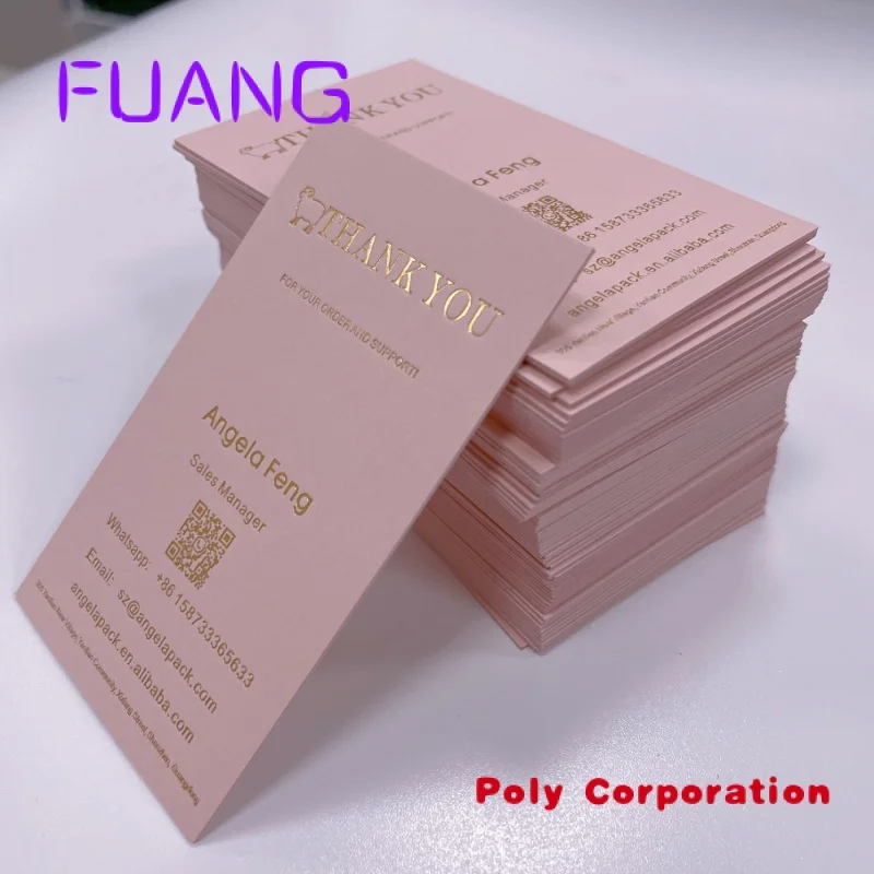 

Custom Custom Quality Gravure Printing Gold Foil Edge Pink Cotton Paper Business Card