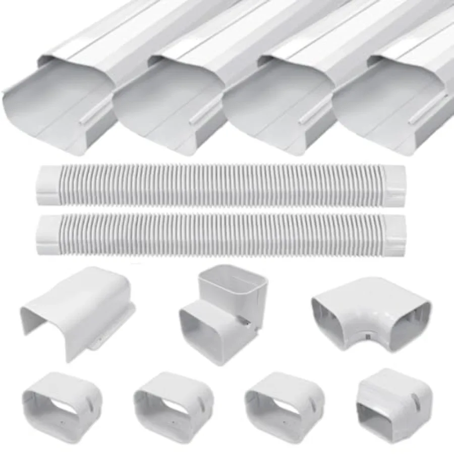 

4'' 17 Feet Mini Split Line Cover Set Kit Ductless Pipe Cover for Mini Split Line Line Set Cover for Mini Split Air Conditioner