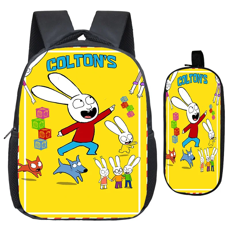 Simon Super Rabbit Backpack Pencial Case 2PCS Boy Girl Casual Backpacks Student Custom Knapsack Child Back to School Bag Mochila