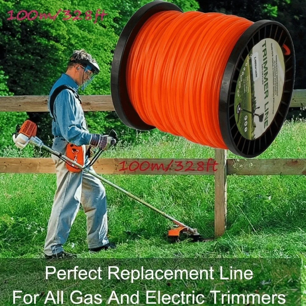Durable 2.4mm Nylon Trimmer Line 100M Round Line Brush Cutter Rope High Tensile Wear Resistant Strimmer Rope Garden Use