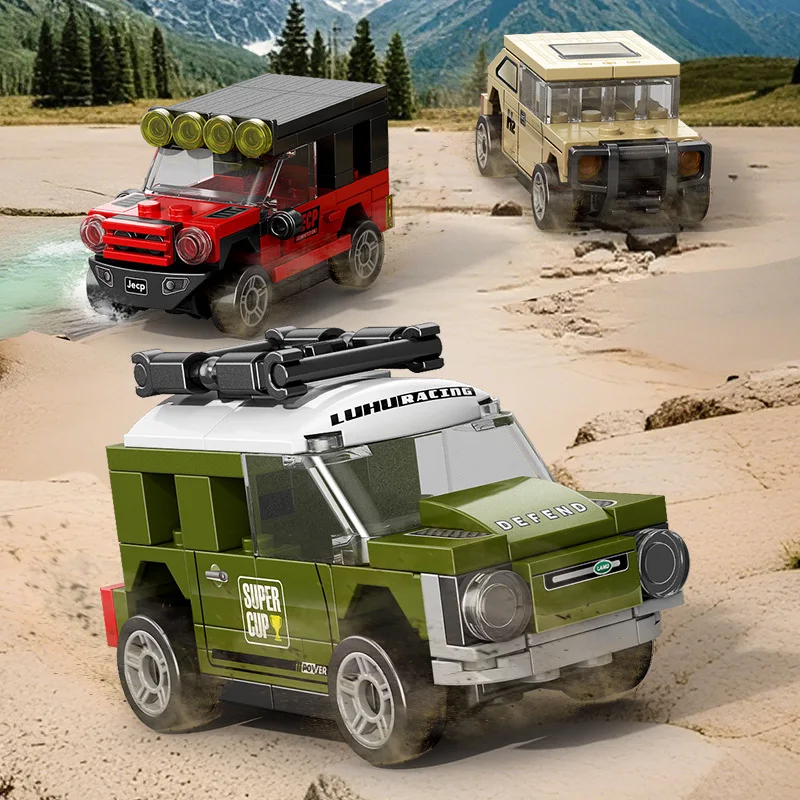 NEUE DIY Vier Grid Racers Racing Auto Zurückziehen Geschwindigkeit Fahrzeug Bausteine Kit Jungen Ziegel Film Modell Kinder Spielzeug Stadt Ideen