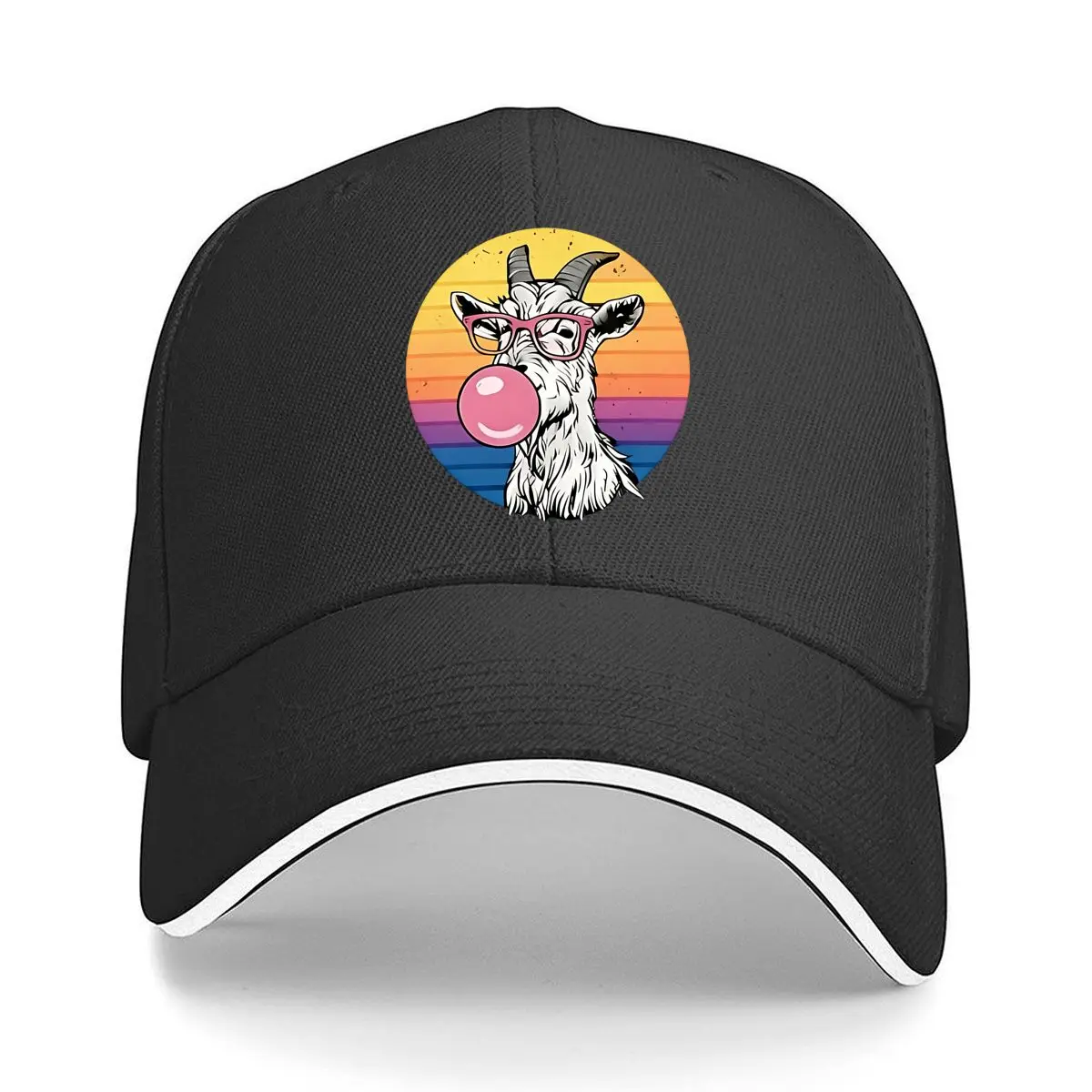 Retro Goat Bubble Gum Rainbow Glasses Sandwich Baseball Cap Outdoor Workouts Sun Hat