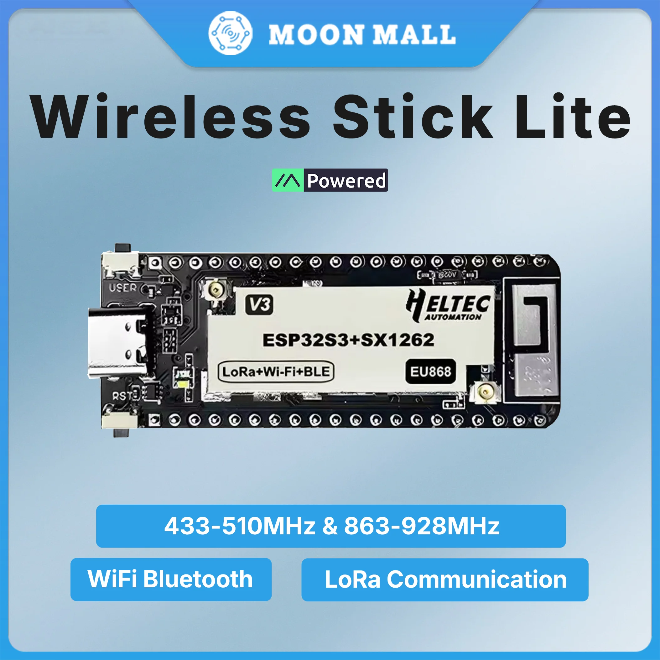 

Meshtastic Heltec LoRa Wireless Stick Lite V3 LoRaWAN ESP32 SX1262 Support Bluetooth WiFi LoRa Connection Arduino® IoT