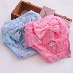 Pantalones fisiológicos para perros, ropa Menstrual transpirable con lazo, bragas de princesa para mascotas