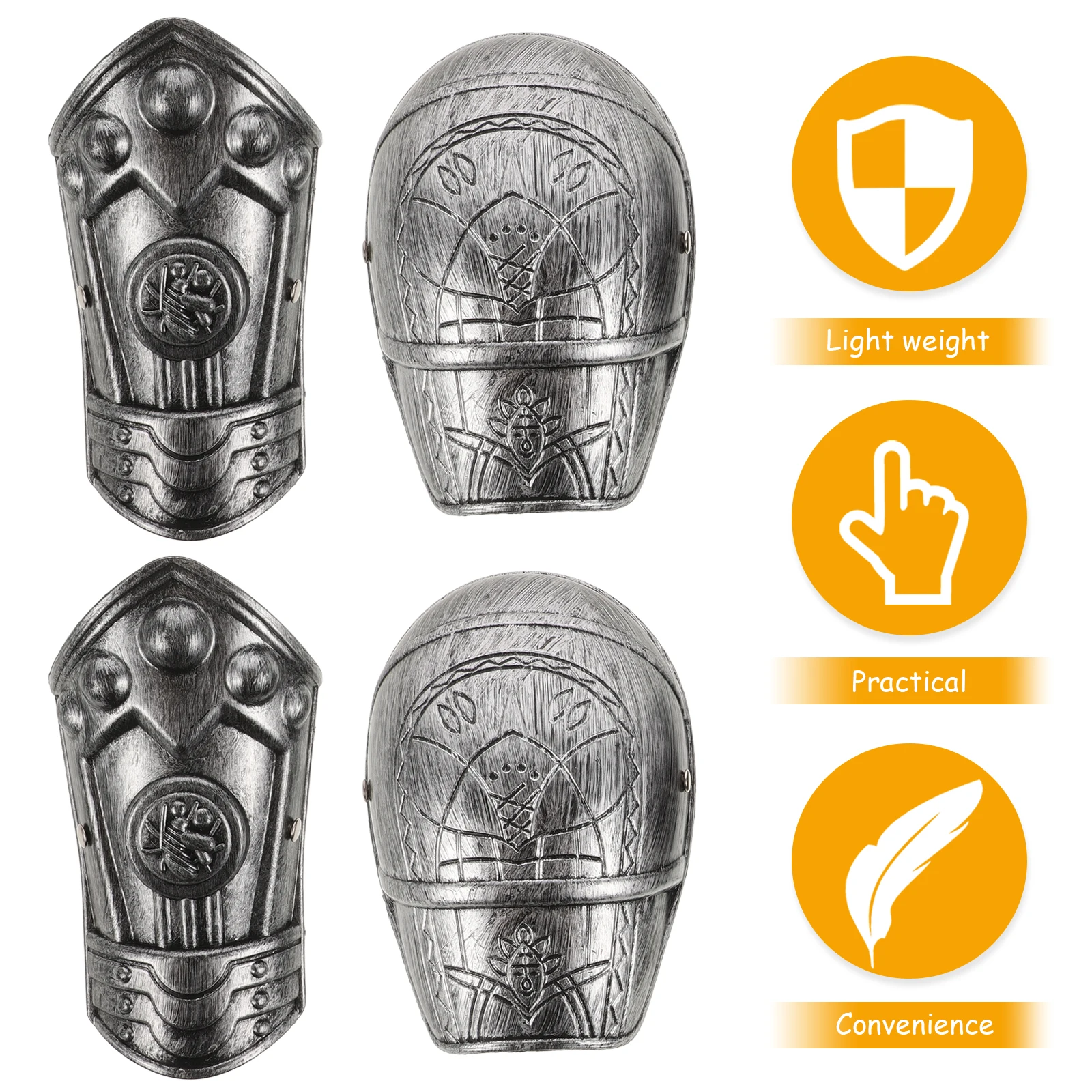 

1Set Kids Medieval Soldier Armour Shoulder Hand Guard Compact Non-Toxic Smooth Finish Playset for Home Hotel Halloween Party