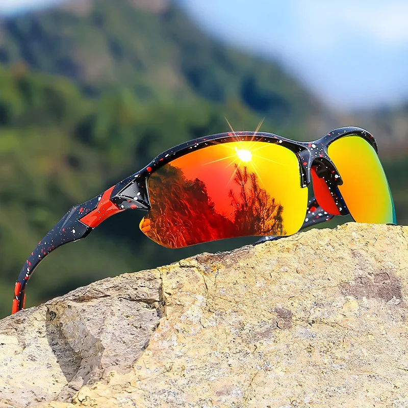 1 Stück Damen-Sonnenbrille mit halbem Rahmen, polarisierte Gläser, gepunkteter Rahmen, leichter Kunststoffrahmen, sportlich und hochwertig – Detail 2