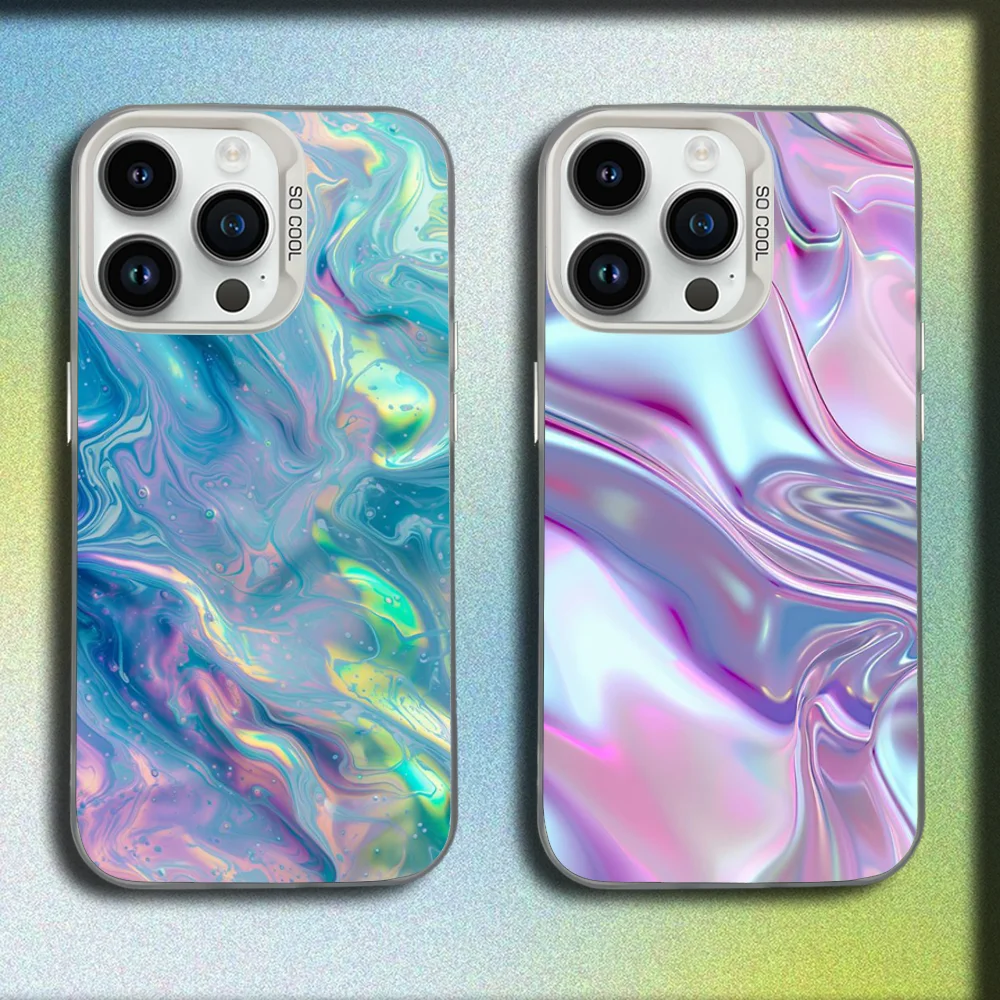 

Rainbow Holographic Iridescence Phone Case For iPhone 16,15,14,13,12,11,Mini,Pro,SE,MAX White Matte Shockproof Cover