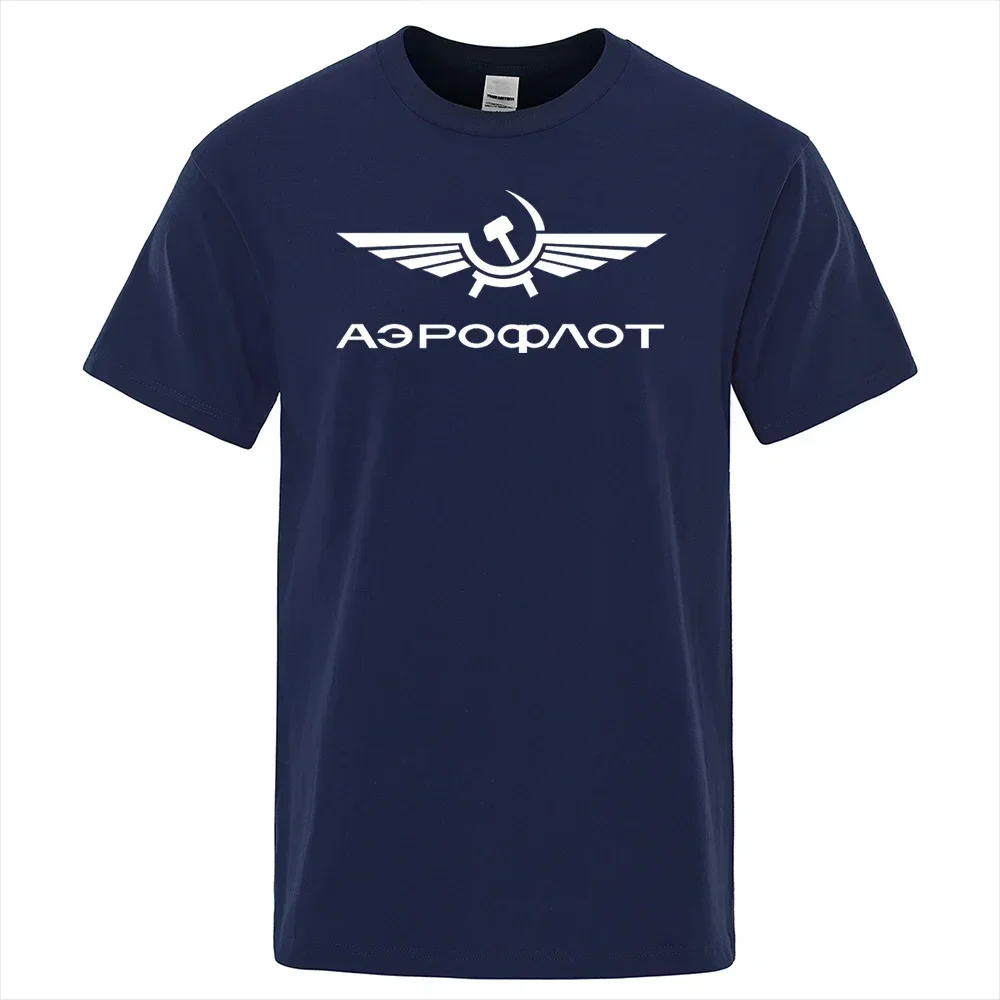 Aeroflot Aviation Russe Pilote aerospaziale Aviateur Men's T-Shirt Summer Cotton Short Sleeve Fashion Clothing Casual Oversized