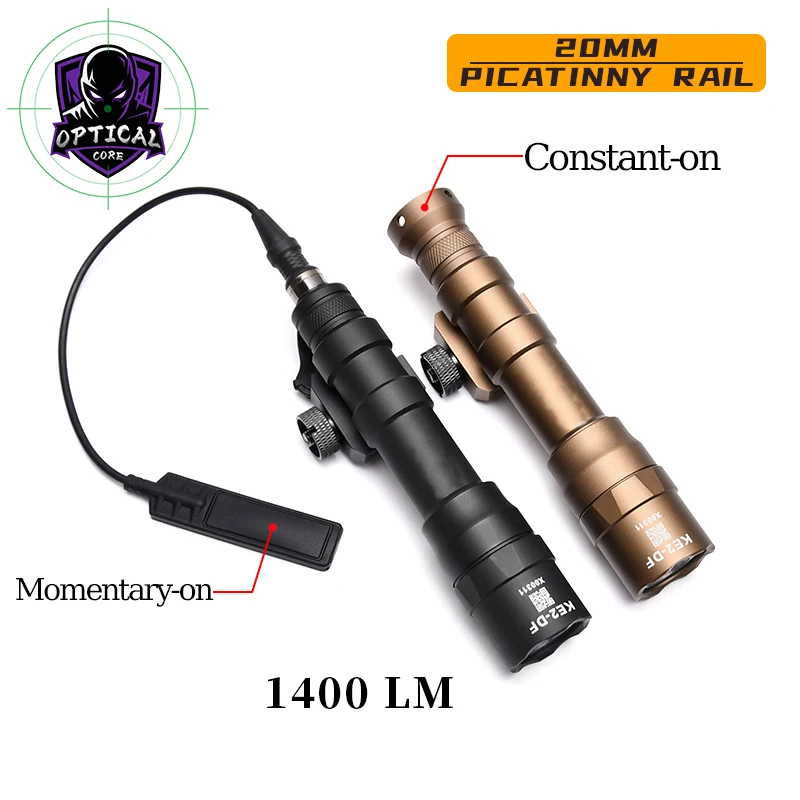 M600DF 1400LM Tactical Flashlight Metal CNC 20mm Picatinny Rail Compact High Intensity Searchlight for Outdoor Activities